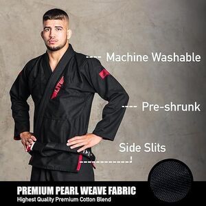 Elite Sports GI Men's Kimono BJJ Jiujitsu GIS w/Preshrunk Premium Black wo/Belt